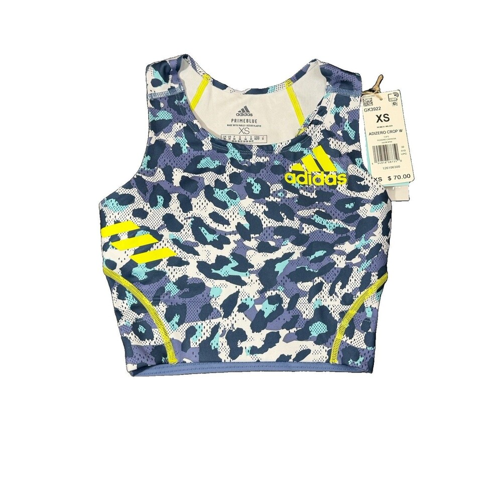 Adidas x Zoe Saldana Primeblue Leopard Adizero Sports Bra NWT Size XS